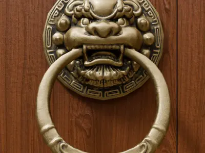 Chinese Style Beast Head Door Knocker 3 - Low Poly PBR Model Low-poly 3D model
