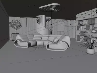 Visualization of the interior of the house 3D model