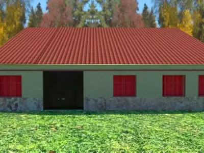 Fasad house with roof Free 3D model