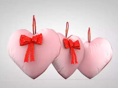 Pillow - Heart Rose 3D Model 3D model