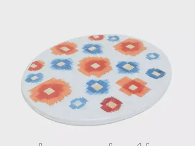 Round Multicolored Pattern Rug 3D Model Low-poly 3D model
