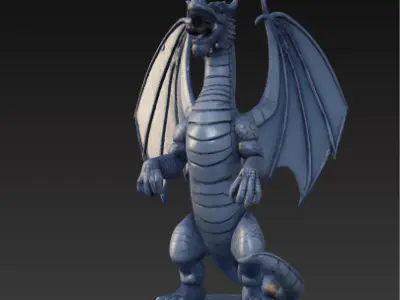 Ancient Dragon Statue  Obsidian Temple Guardian Low-poly 3D model