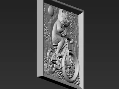 Cat Riding a Bike A49 3D print model