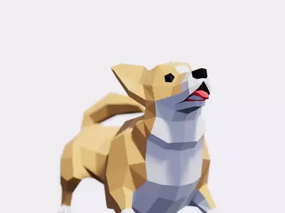 Corgi Dog Low-poly 3D model