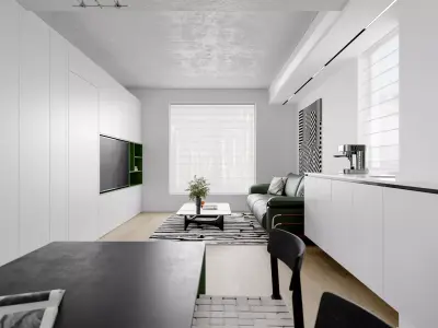 Modern living room dining room interior scenes  3D model