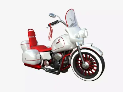 Motorcycle Cartoon B03 White Red - Custom Vehicle Design Low-poly 3D model