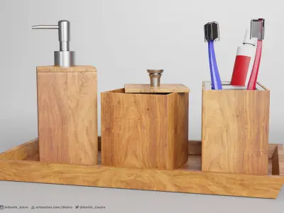 Bathroom Accessory Set kit 3D model