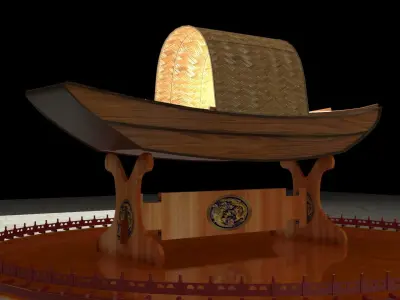 Chinese wooden boat 3D model