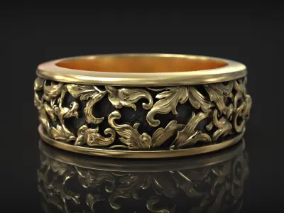 Art Deco Ornate Vintage Royal Pattern Wedding Band 3D print model