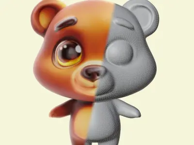 3D cartoon bear 3D model
