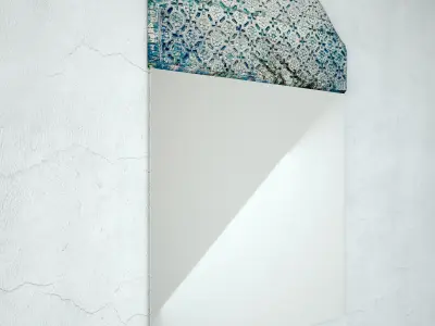 Old Blue Architectural Panel Mirror 3D model