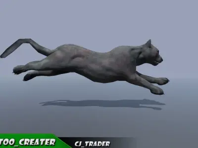 Lowpoly Wild Animal Puma Rigged 3D model Low-poly 3D model