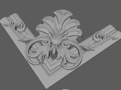 Corner decor ornament for furniture 3D model