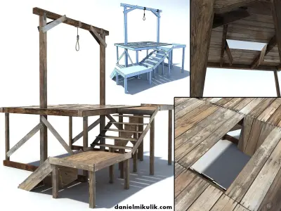 Low Poly Wild West Gallow Low-poly 3D model