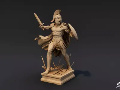 Ares Statue Low-poly 3D model