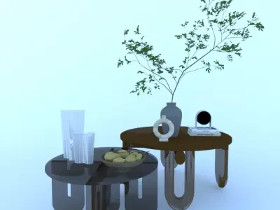 table coffee with plant 3D model