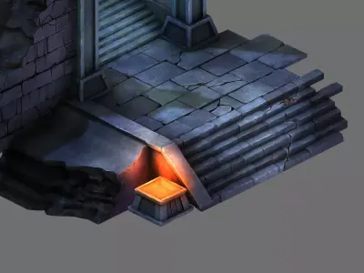 Stone Tomb Map - Doorway Staircase Base 02 3D model