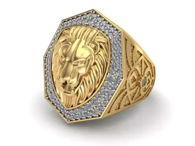 Gold Lion Ring 3D print model