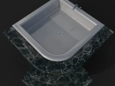 Corner Bathtub Low-poly 3D model