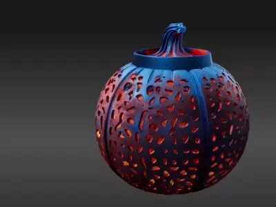 Pumpkin Candle Lantern 3D Model Decorative Pumpkin Light Low-poly 3D model