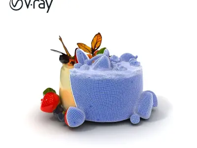 Deluxe Fruit Cake Model Pack with Decorative Elements Low-poly 3D model