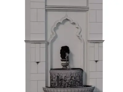 Classical Lion Head Wall Fountain Set 635 3D model