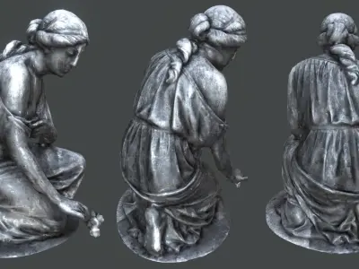 Statue of Grief PBR Low-poly 3D model
