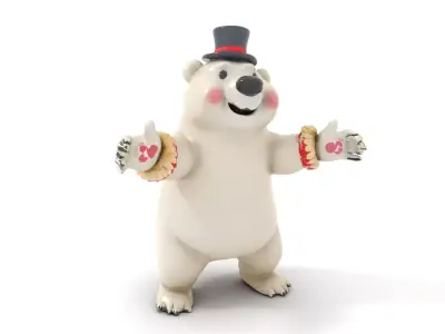 Dapper Polar Bear Model  Rigged and Animated Low-poly 3D model