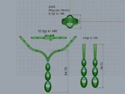 Oval Jewel Full Set 2445 3D print model