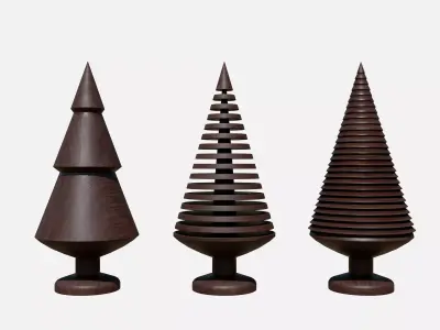 Wood tree decor collection Low-poly 3D model