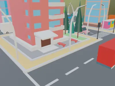 Small City Pack Low-poly 3D model