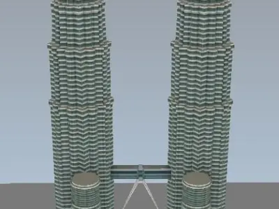 Petronas twin tower Malaysia lowpoly 3d model Low-poly 3D model