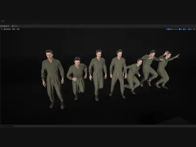 Man in Overalls 2 - Modular - Rigged Low-poly 3D model