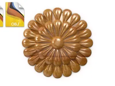 Round carved rosette 01  3D model