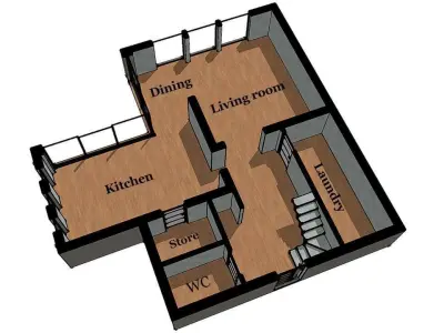 Modern gable townhouse high-quality exterior  3D model