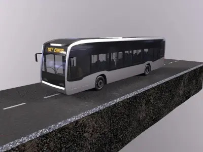 Low-poly 3d PBR model City Bus Low-poly 3D model
