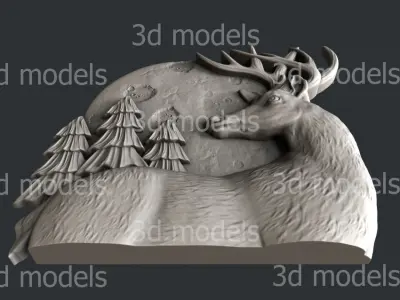 3d STL models for CNC router or 3dprinter deer 3D model