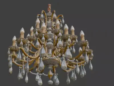 Elegant Vintage Crystal Chandelier 3D Model 3D model