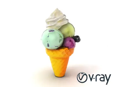 Pastel Ice Cream Cone Delight model pack Low-poly 3D model