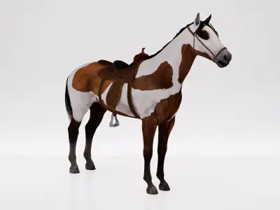 Horse Spanish Mustang  - Stallion Game Ready Low-poly 3D model