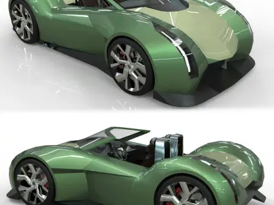 Roadster lowpoly concept birdcar Low-poly 3D model