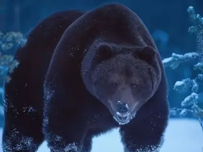 Black brown bear Low-poly 3D model