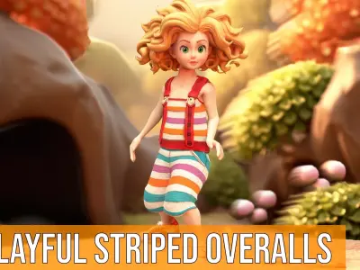 Playful Striped Overalls model pack Low-poly 3D model