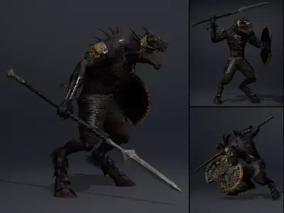 Mist Spearman Arm2 Brutal Low-poly 3D model