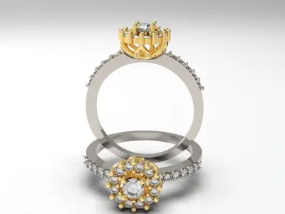 Fine female ring with stones 3D print model