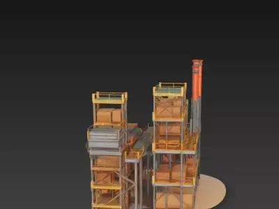 Industrial Warehouse Complex- 3D Model with Machinery 3D model