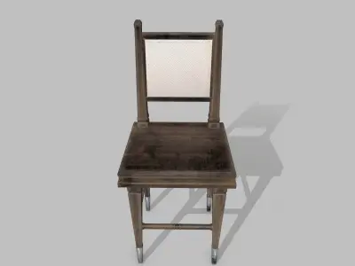 Table Set wooden chair Low-poly 3D model
