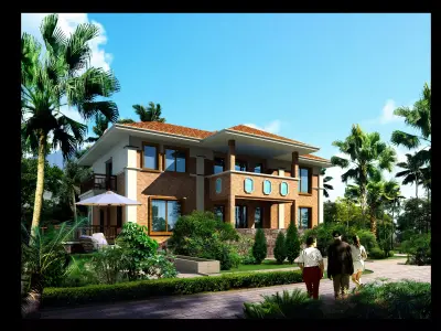 3D model of 2022 luxury fashion villa exterior 42 3D model