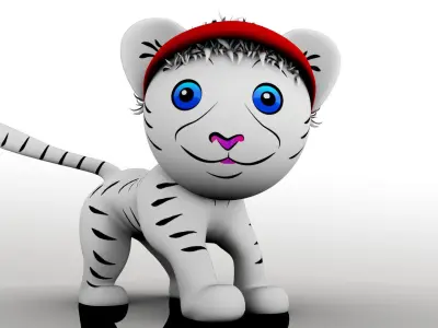 Tiger with hat 3D model