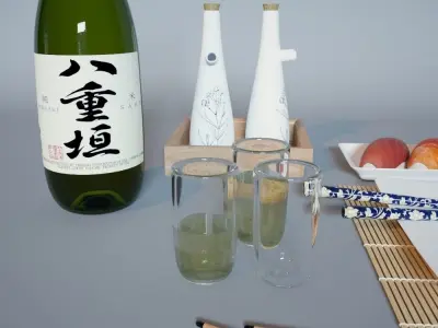 Sushi Set almond blossom hanging on wall 3D model